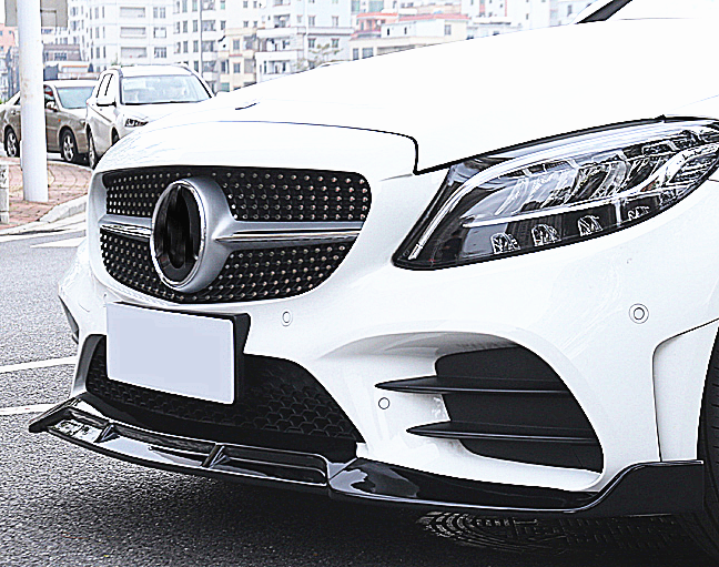 ABS Gloss Black Front Lip For MERCEDES BENZ【W205 C205】【C200/300/220 AMG C43】【2019+】 (4757431124042)