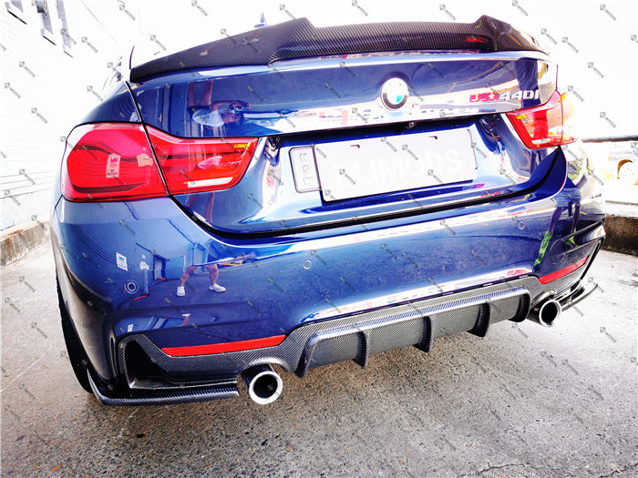 Carbon Fibre Rear Bumper Diffuser for BMW 4 Series【F32 F33 F36 M Sport】【440i 435i 430i 428i 420i 420d M Sport】【with Twin Exhaust Outlet】 (4320837369930)