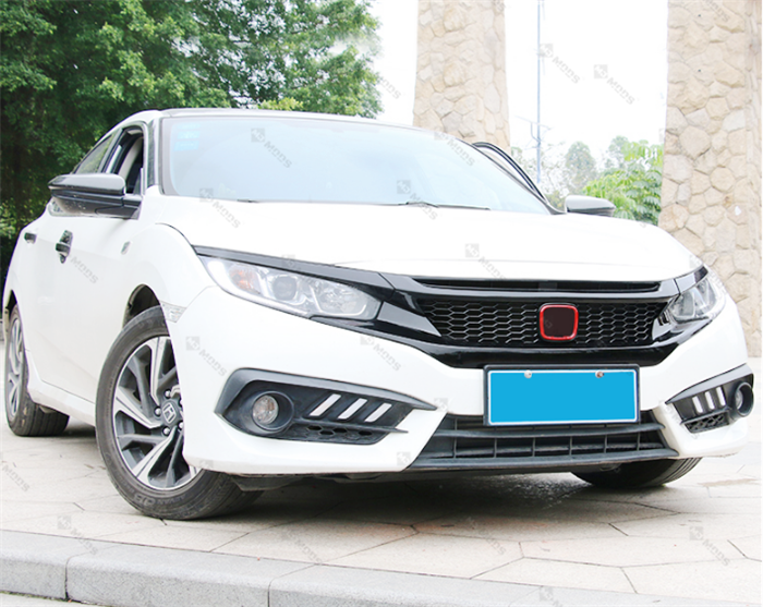 ABS Glossy Black Front Grille for Honda Civic 10th Gen Sedan Hatch 2016-2019 -- Honeycomb Type (4293089460298)