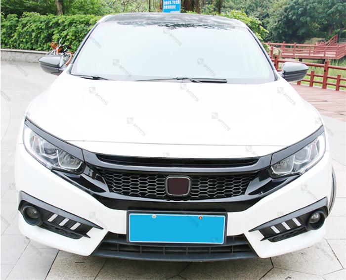 ABS Glossy Black Front Grille for Honda Civic 10th Gen Sedan Hatch 2016-2019 -- Honeycomb Type (4293089460298)