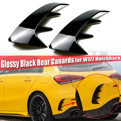 W177 A Class Sport Rear Bumper Vent Insert Canards in Gloss Black (6550060105802)