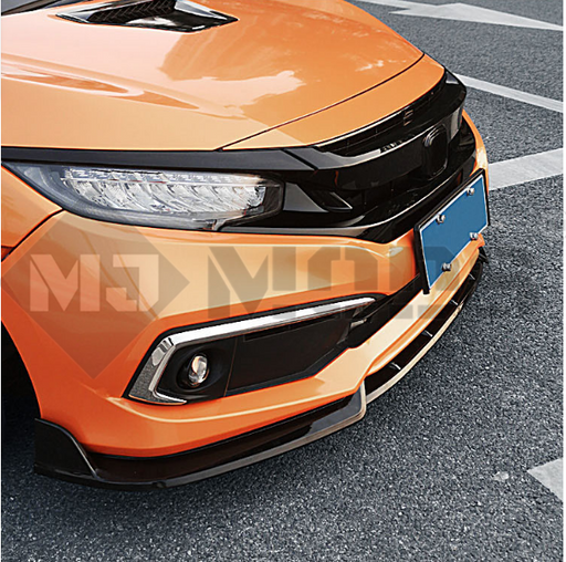 ABS Glossy Black Front Bumper Lip for Honda Civic 10th Gen Sedan 2019+ -- 3 Parts Type (4292186636362)