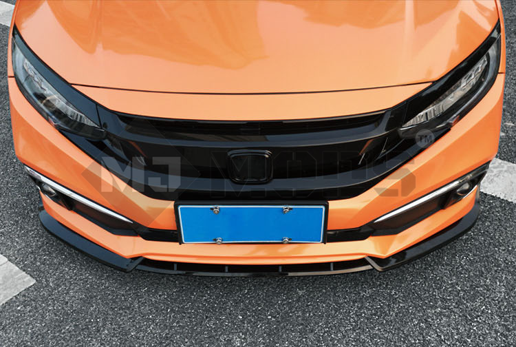 ABS Glossy Black Front Bumper Lip for Honda Civic 10th Gen Sedan 2019+ -- 3 Parts Type (4292186636362)