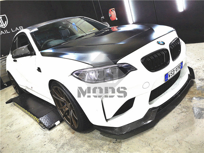 Carbon Fibre Front Bumper Lip for BMW F87 M2 【Standard Edition】【M2-V Style】 (4463171272778)