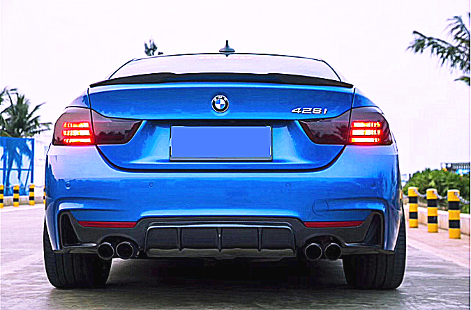 ABS Glossy Black Rear Bumper Diffusser for BMW 4 Series【F32 F33 F36 M Sport】【with Quad Exhaust Outlet】 (4577578385482)