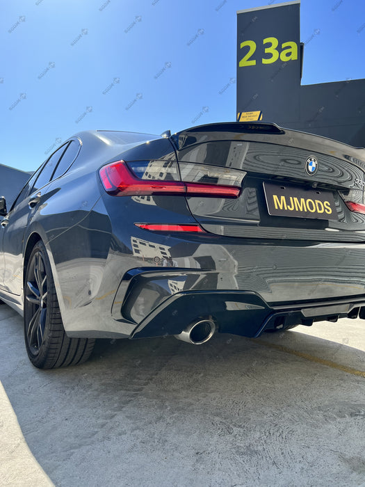ABS GLOSSY BLACK REAR DIFFUSER fit for BMW【G20/G21 330/320 M Sport】【Twin】 (4577666105418)
