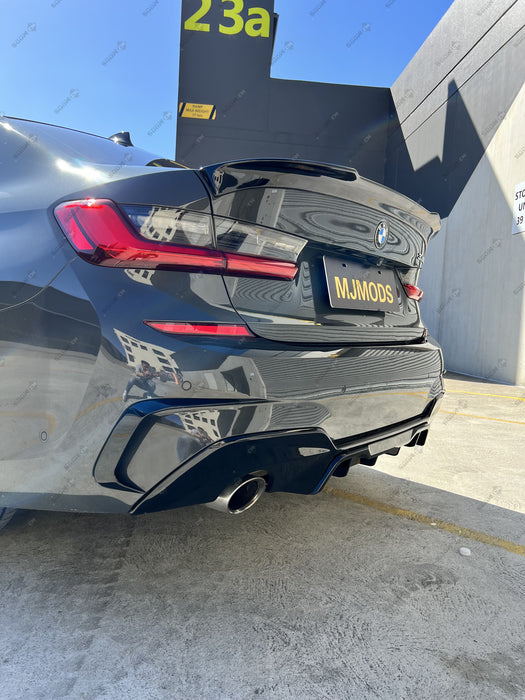 ABS GLOSSY BLACK REAR DIFFUSER fit for BMW【G20/G21 330/320 M Sport】【Twin】 (4577666105418)