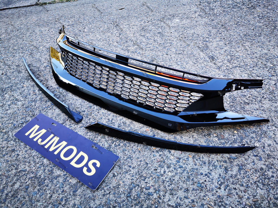 ABS Glossy Black Front Grille for Honda Civic 10th Gen Sedan Hatch 2016-2019 -- Honeycomb Type (4293089460298)