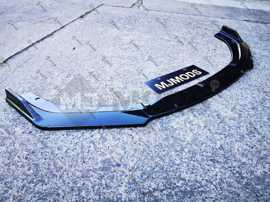 ABS Glossy Black Front Bumper Lip for Honda Civic 10th Gen Sedan Hatch 2016-2019 -- 3 Parts Type (4292182802506)