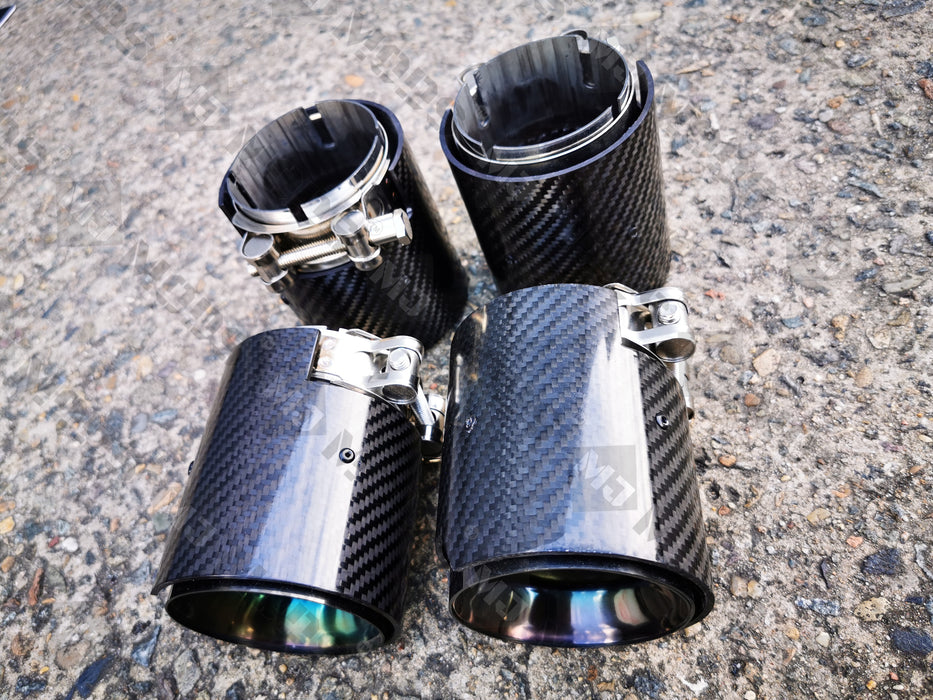 Glossy Black Carbon Fibre Exhaust Tips fit for F80 F82 F83 F87 M2 M3 M4 4 Pieces (4759334486090)