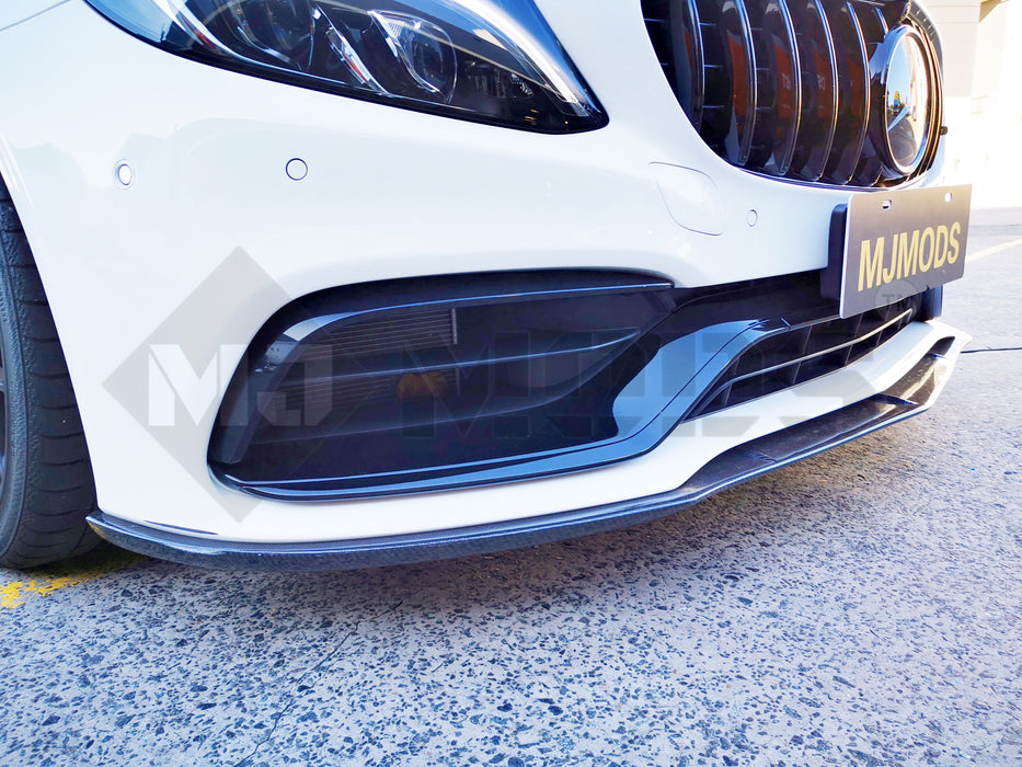 Carbon Fibre Front Bumper Lip for Mercedes-Benz 【W205 S205 C63 AMG S】2015+【4 Door-FD Type】 (4343653335114)