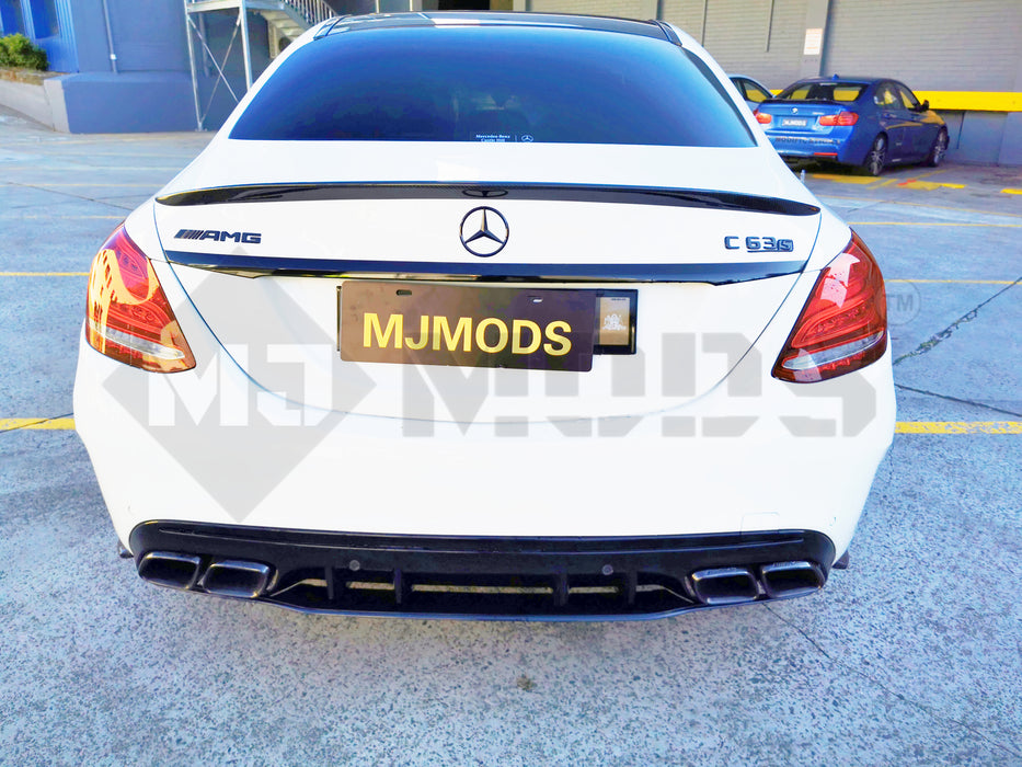 ABS Rear Diffuser For MERCEDES BENZ【W205/S205 C200/220/250/300/350 AMG C43 C63】4 Door【C63 S Style】 (4757435482186)