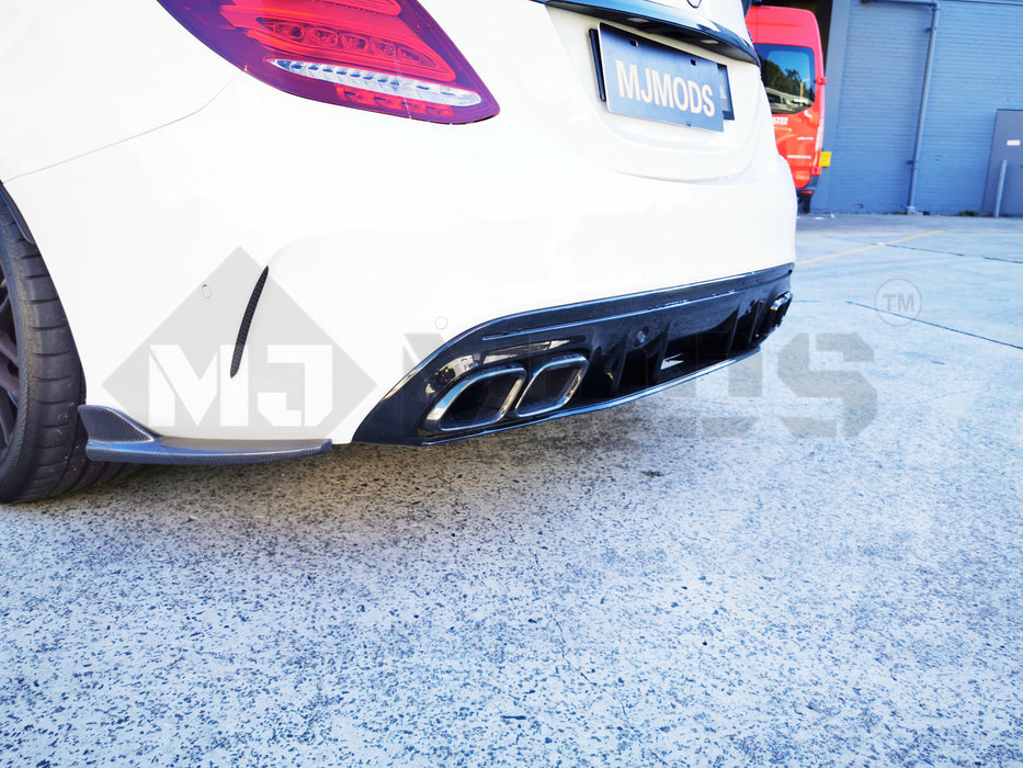 ABS Rear Diffuser For MERCEDES BENZ【W205/S205 C200/220/250/300/350 AMG C43 C63】4 Door【C63 S Style】 (4757435482186)