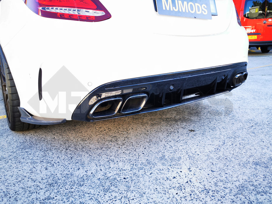 ABS Rear Diffuser For MERCEDES BENZ【W205/S205 C200/220/250/300/350 AMG C43 C63】4 Door【C63 S Style】 (4757435482186)