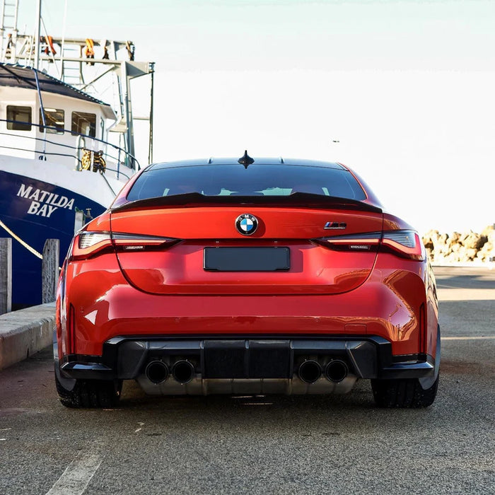 Rear Boot Lip Spoiler for BMW 4 Series【G22 Coupe & G82 M4 420/430/M440】2020+【PSM Type】Carbon Fibre Or Gloss Black