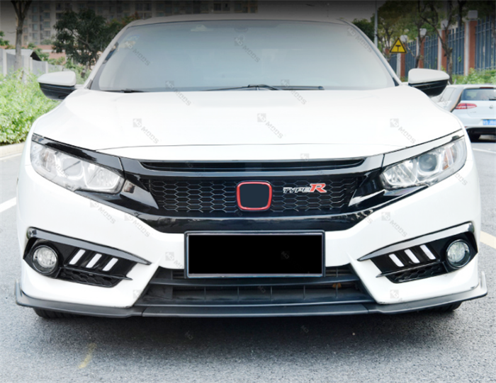 ABS Glossy Black Front Grille for Honda Civic 10th Gen Sedan Hatch 2016-2019 -- Honeycomb Type (4293089460298)