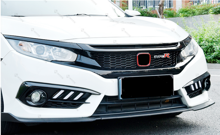 ABS Glossy Black Front Grille for Honda Civic 10th Gen Sedan Hatch 2016-2019 -- Honeycomb Type (4293089460298)