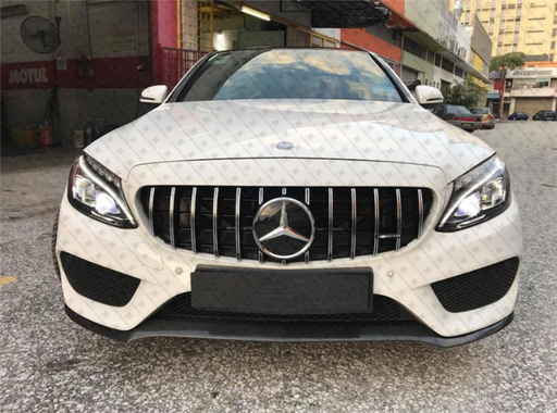 ABS Front Grille for Mercedes-Benz 15-18 C Class W205 C205 S205 A205【with 360 Camera】【GT-R Type Silver】 (4095909298250)
