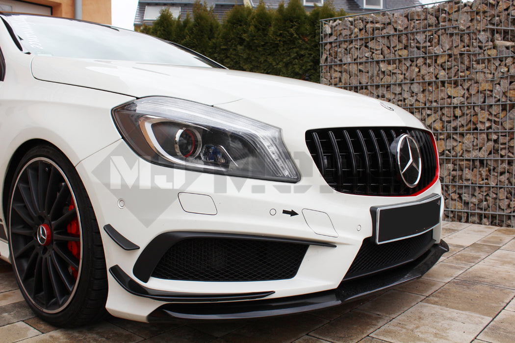ABS Black Front Bumper Vent Insert Canards for MERCEDES BENZ【W176 A180/200/250 M Sports & A45 AMG】12-15 (6939506475082)