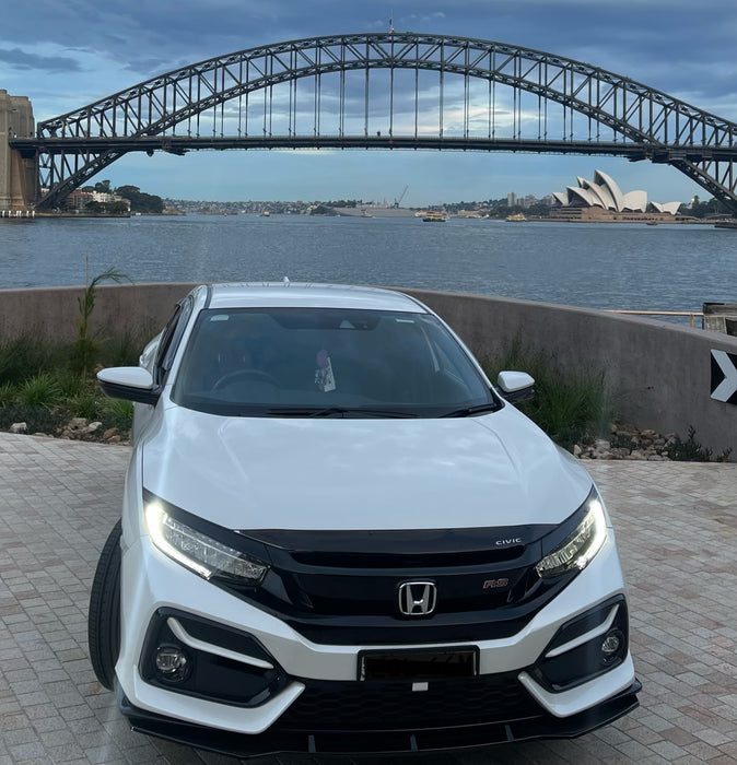ABS Glossy Black Front Bumper Lip for Honda【Civic Hatch】2019+ -- 2 Parts Type