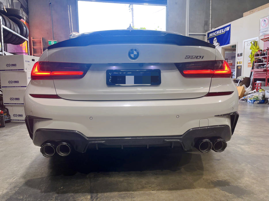 Carbon Fibre REAR Bumper DIFFUSER fit for BMW【G20/G21 M340i】【Trapezium】 (6888125562954)