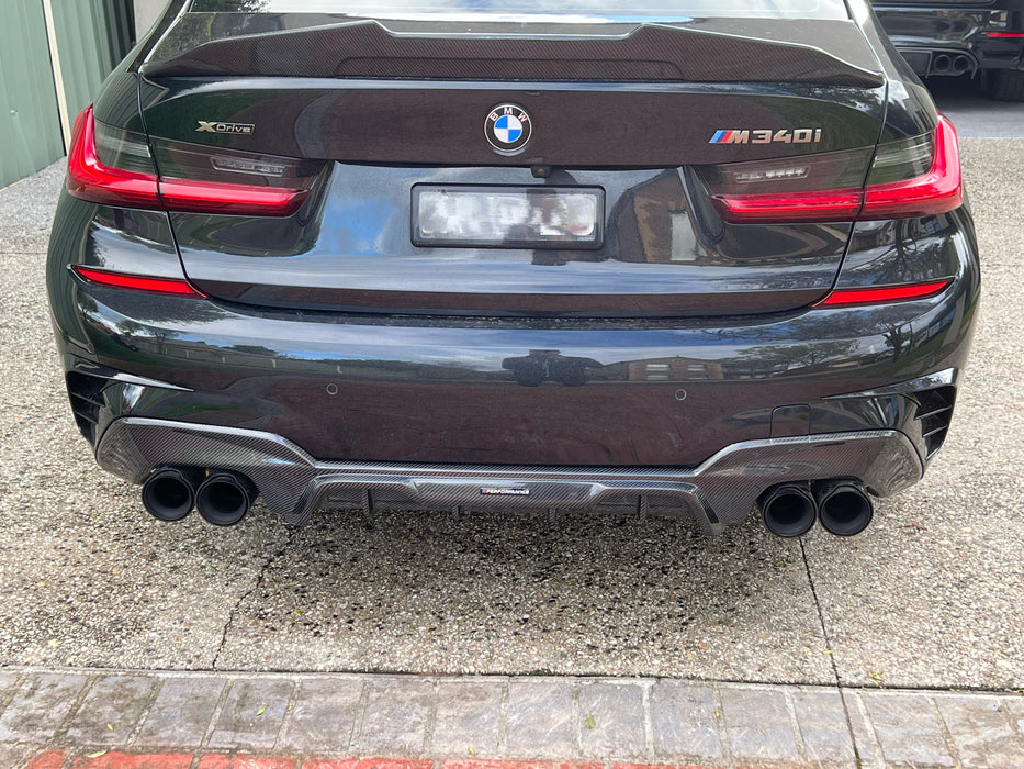 Carbon Fibre REAR Bumper DIFFUSER fit for BMW【G20/G21 M340i】【Trapezium】 (6888125562954)